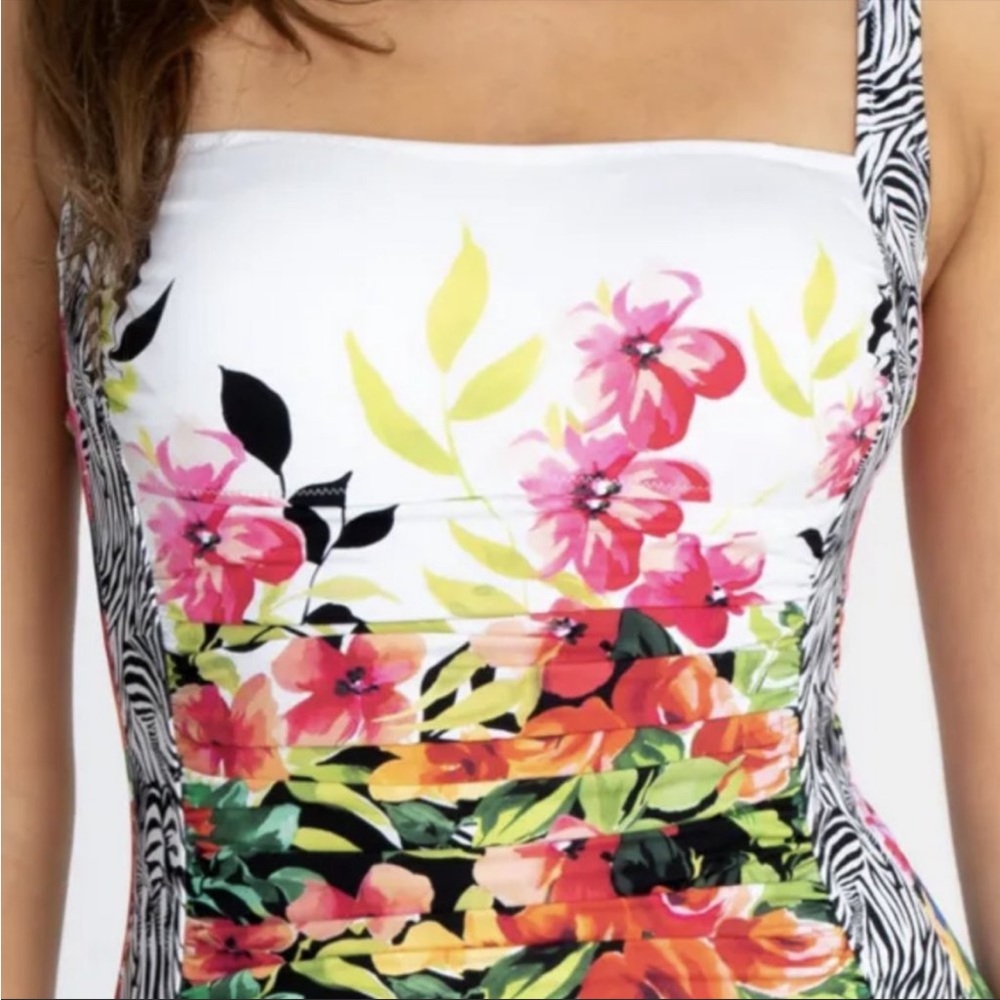 Johnny Was Fay Floral Ruched One Piece Swimsuit - Picture 9 of 16